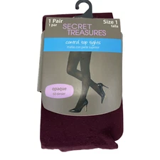 Woman Size 1 Control Top Tights Burgundy Opaque 60 Denier by Secret Treasures