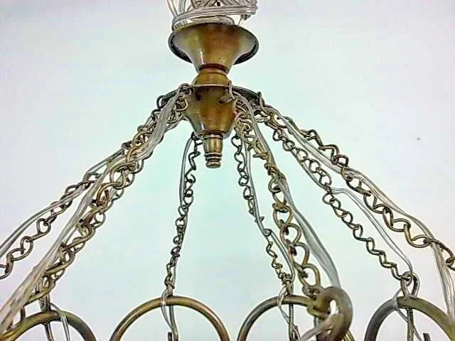 BR285 Handmade Brass Chandelier 8 Bulb-Shaped Shades Pierced Metal Pendant Light - Image 2 of 4