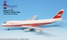 InFlight 200 TWA 80s Outline Titles 747-100 1:200 Scale Die-Cast Model Airplane