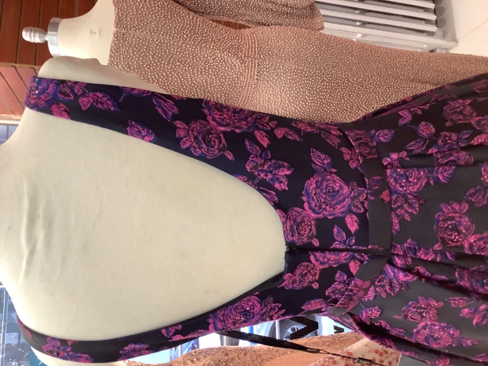 NWT TERANI COUTURE 1822E7266 SATIN BROCADE A-LINE FLORAL GOWN SZ 6,8,10,12,14,16 - Image 4 of 4