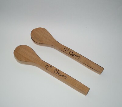 2 Cherry Spoon Carving Blanks   12'' Roughouts for Whittling & Woodworking DIY