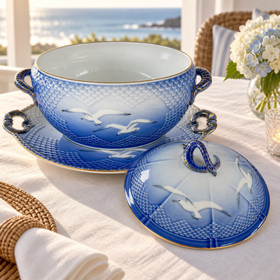   FIND B&G Seagull 512 Covered Tureen Underplate 3pc Denmark 1970s Gold