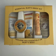 Burt's Bees Essential Kit Gift Set 5pcs Travel Size Lotion, Chapstick, Footcream