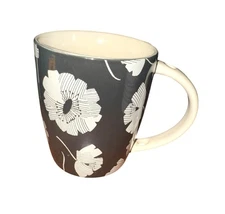 Tabitha Brown Stoneware Mug With White Floral Design - Dishwasher & Microwave Sa
