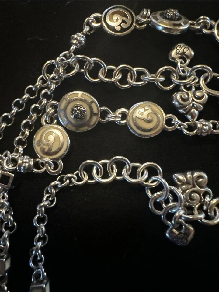 Brighton Cream And Brown Swirl Enamel Long Station Necklaces 36 In Lot Of 2 - Image 4 of 4