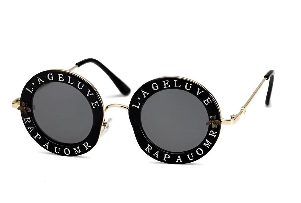 Luxury Round Oversized Sunglasses Black Gold Designer Style  display picture 1