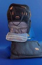 Dikaslon Black Canvas Quilted Backpack Diaper Nappy Baby Bag with Change Pad