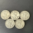 Lot of 5 Walking Liberty  Half Dollar Circulated 1941-1945