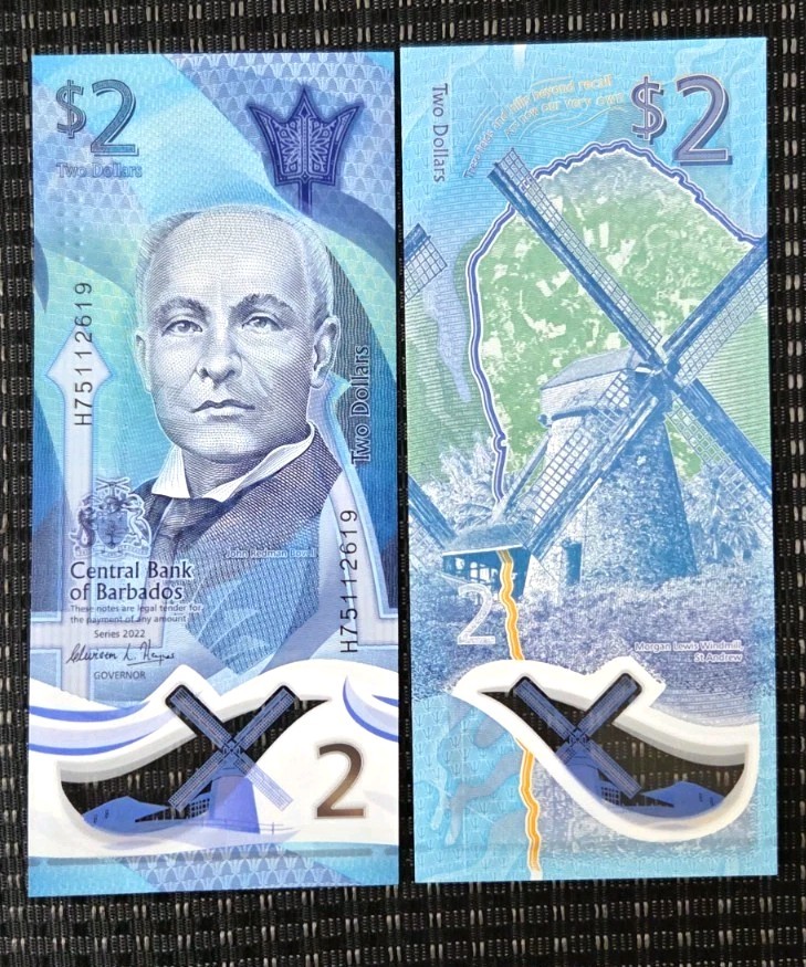 Barbados 2 Dollars, 2022, UNC, Polymer, P-80
