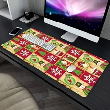 40*90cm 1pc Extra Large XXL Computer Mouse Pad - Non-Slip Rubber Base, Red & Gre