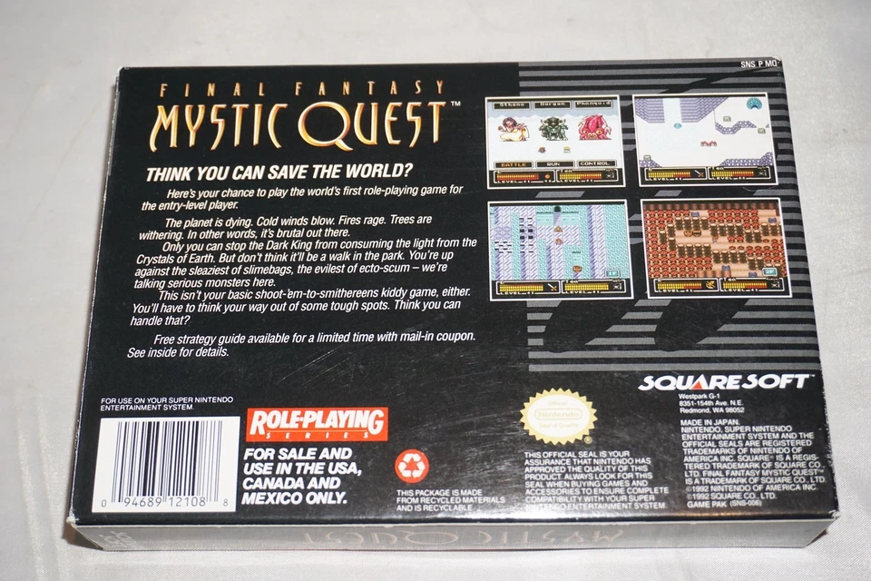 Final Fantasy Mystic Quest (Super Nintendo SNES) Complete in Box w/ Map CIB - Image 2 of 4