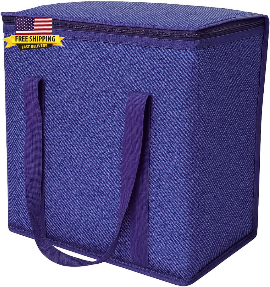 Medium Insulated Food Delivery Bag – 13"X7"X13", Blue ⭐️⭐️⭐️⭐️⭐️