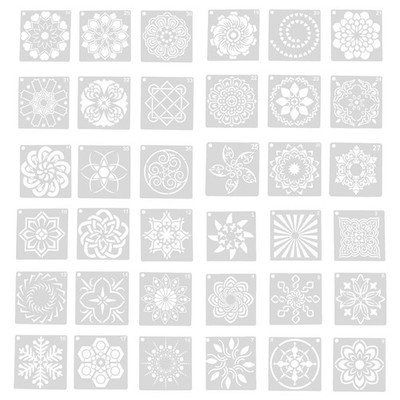 36 PCS Mandala-Kunstvorlagen Bastelkarte Schablonen Zum Malen Hohlaus