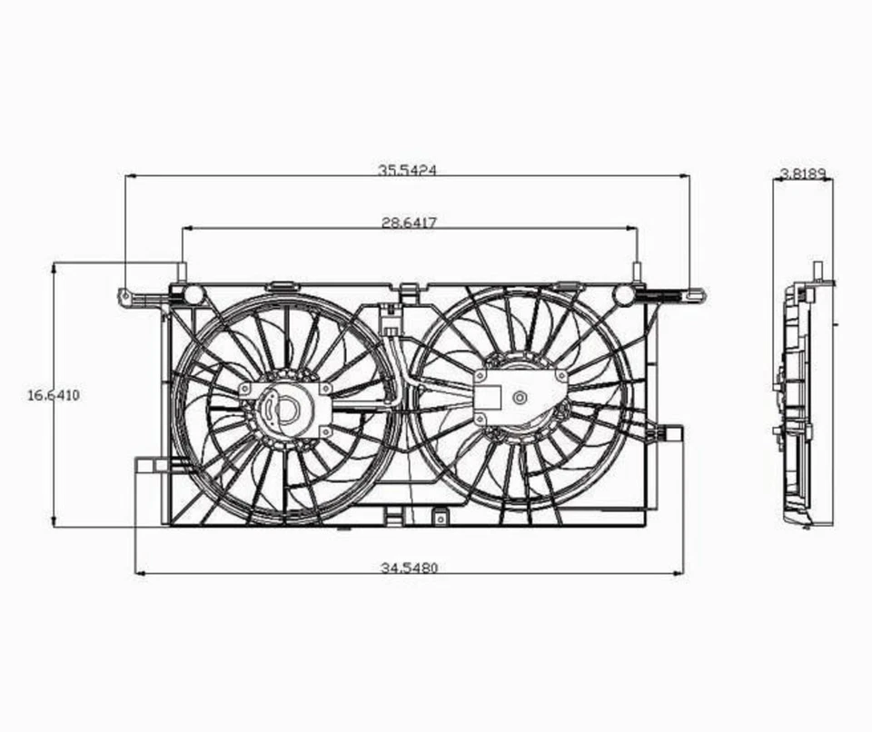 Ventilador de refrigeración de radiador y condensador para 05-06 Chevy Uplander 3,5 L (sin aire acondicionado trasero) Foto 2 de 2