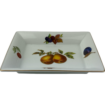 Royal Worcester Evesham Rectangle Serving Tray VTG 8.5'' X 6.25'' Gold England