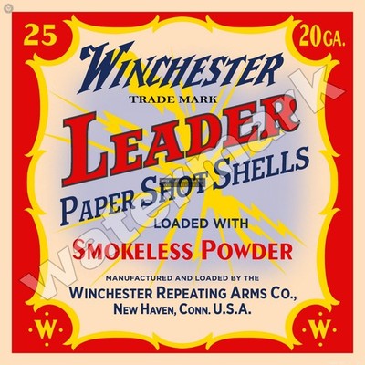 Winchester Leader Paper Shot Shells 20 Gauge 12'' x 12'' Metal Sign