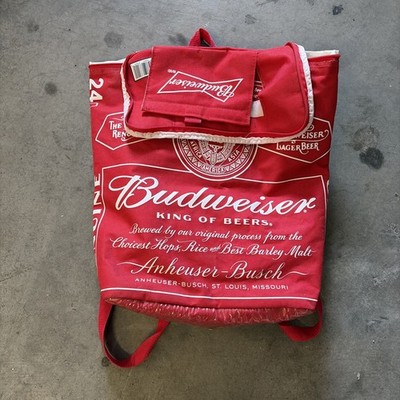  Budweiser This Bud'S For You Cooler Backpack Bag Red Summer Fun Good Condition