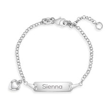 925 Sterling Silver Girls Adjustable & Engravable Heart Identification Bracelet