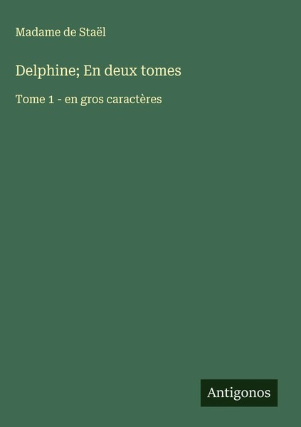 Madame De StaëL | Delphine; En Deux Tomes | Buch | FranzöSisch (2025)-image