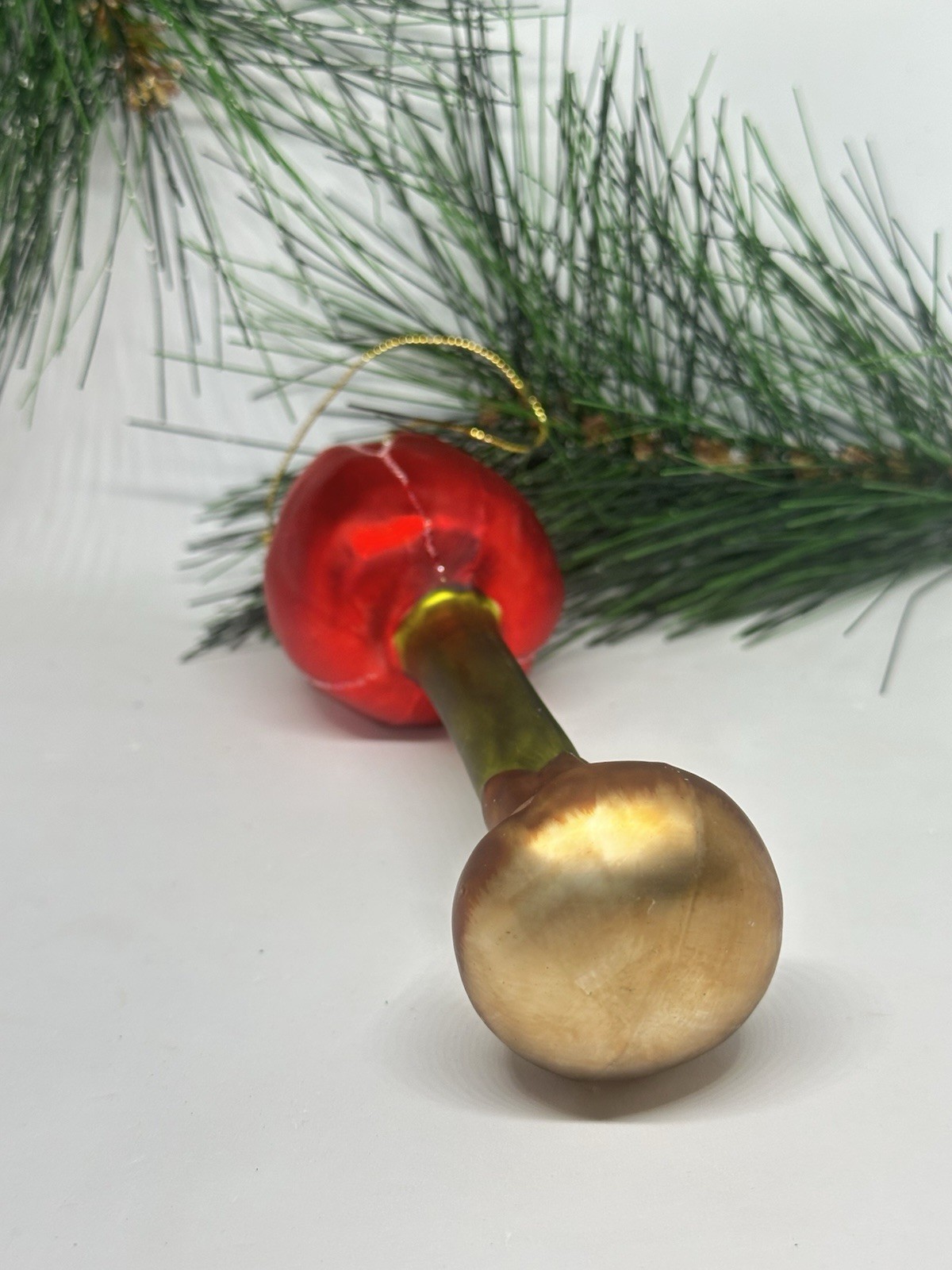 Glass Ornament RED TULIP BULB no maker mark