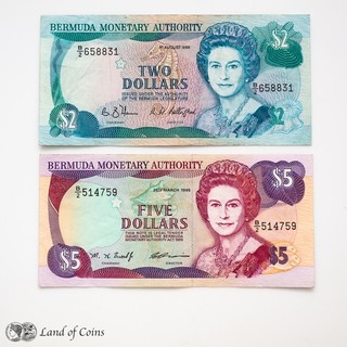 BERMUDA: Set of 2 Bermuda Dollar Banknotes.