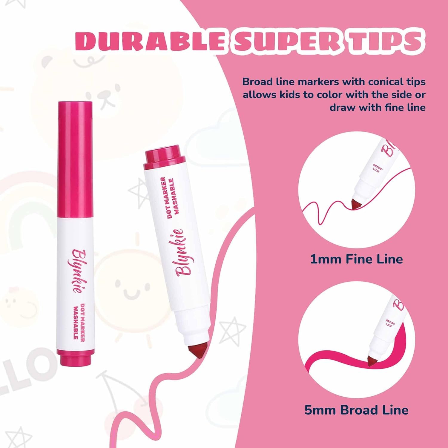 Washable Markers Bulk 300 Pack 12 Vibrant Colors Broad Line Conical Tips-image