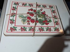 Vintage Tischset Erdbeeren Blüten Rot Grün ...