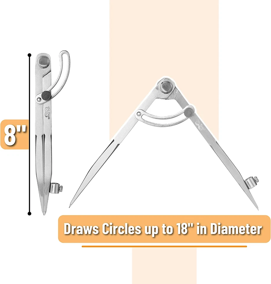 Large Professional Compass for Woodworking and Geometry - Precision Drawing Tool - Image 2 of 4