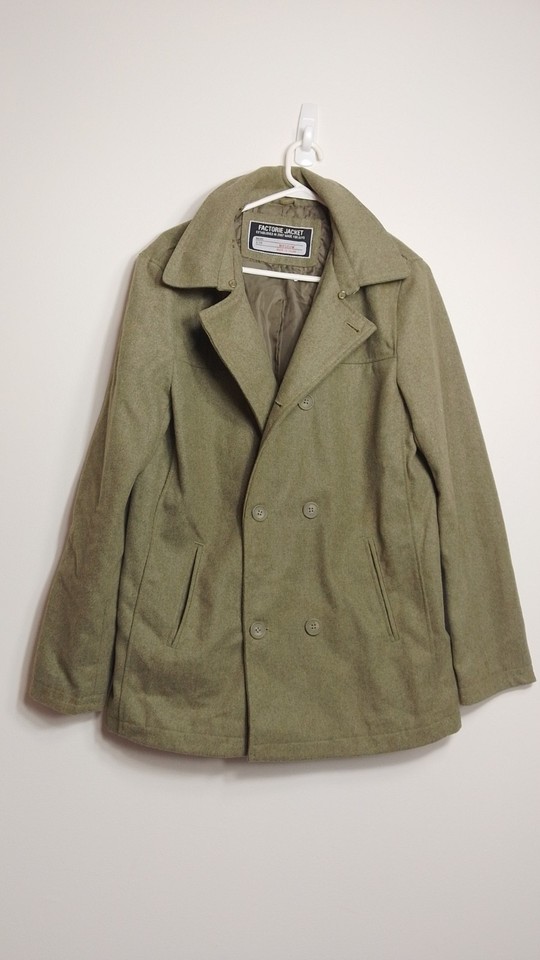 Factorie Womens Khaki Textured Wool Blend Jacket Coat Size M EUC
