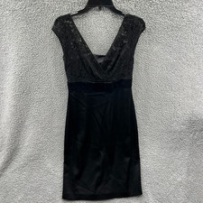 Banana Republic Womens Black Velvet Lace Dress Bow Sleeveless Lined size 2