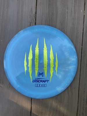 Discraft Zeus Distance Driver Blue Disc Golf Disc Yellow Claw Mark Design