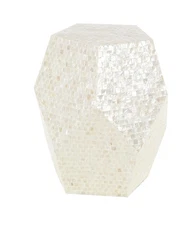Deco 79 Mother of Pearl Hexagon Accent Table, 16 x 16 x 19, Cream