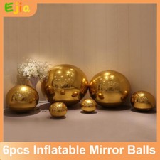 Gold 6pcs Inflatable Mirror Ball Hanging Shiny Ball W/ Pump For Party Decoration