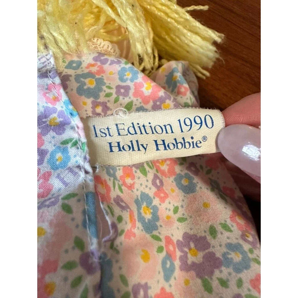 HOLLY HOBBIE Fancy Treat Rag Doll 1st Edition Plush Vtg Floral Mattel 1990 RARE - Image 3 of 4