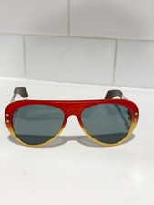 Unique NOS Vintage MOD Red Yellow COLOR BLOCK Sport Aviator Unisex Sunglasses