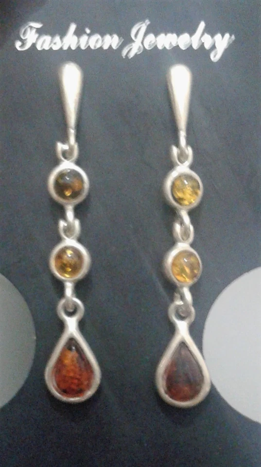 Orecchini in argento 925 e ambra del Baltico - Immagine 4 di 4