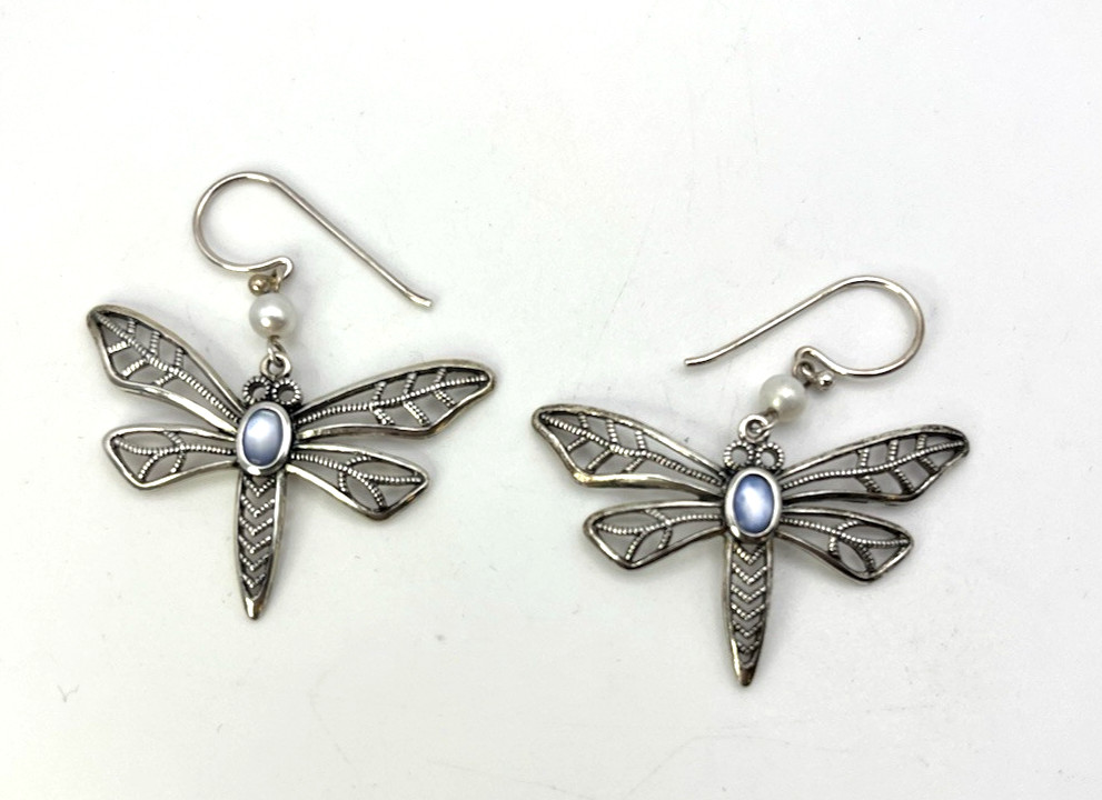 Big DRAGONFLY MOONSTONE Solid Sterling Silver 925… - image 3