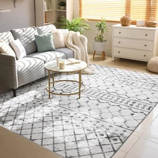 5X7 Area Rugs 5X7, Machine Washable Modern Area Rugs, Super Soft Faux-Wool Area