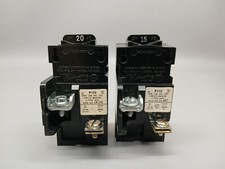 Lot of 2 15 Amp  20 AMP Pushmatic P115 P120 Single Pole Breakers ITE Gould