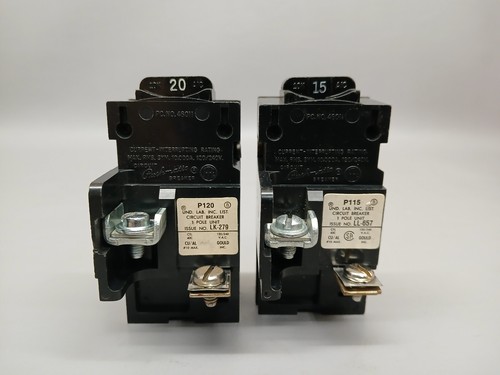 Lot of 2 15 Amp & 20 AMP Pushmatic P115 P120 Single Pole Breakers ITE Gould