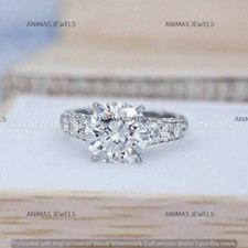 2 Ct Round Cut Lab-Created Diamond Solitaire Wedding Ring 14K White Gold Plated