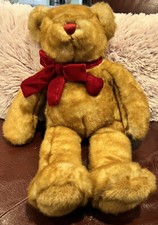 Dan Dee Collectors Choice Plush Brown Teddy Bear With Red Bow tie And Heart.