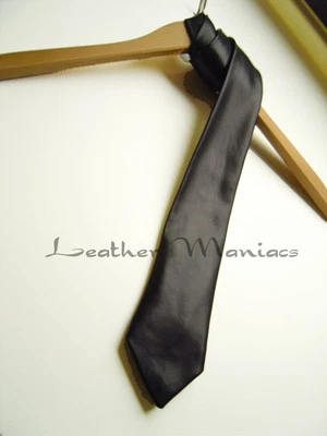 schwarze Lederkrawatte Krawatte aus ECHT LEDER leather tie - Bild 1 von 2