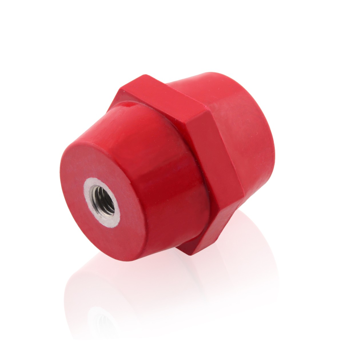 Isolator M6 Rot 25x22mm Polyesterharz Stützisolator Selbstverlöschend Stromschienenhalter | JSI M6 25 22