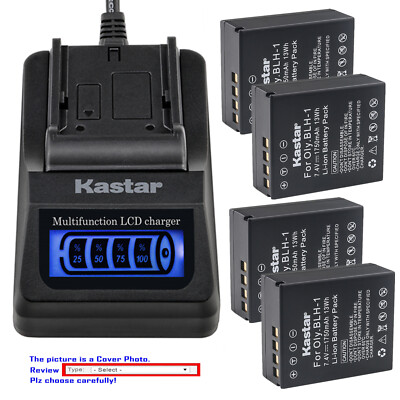 Kastar Fully Decoded Battery LCD Quick Charger for BLH-1 Olympus OM-D E-M1 Mark2