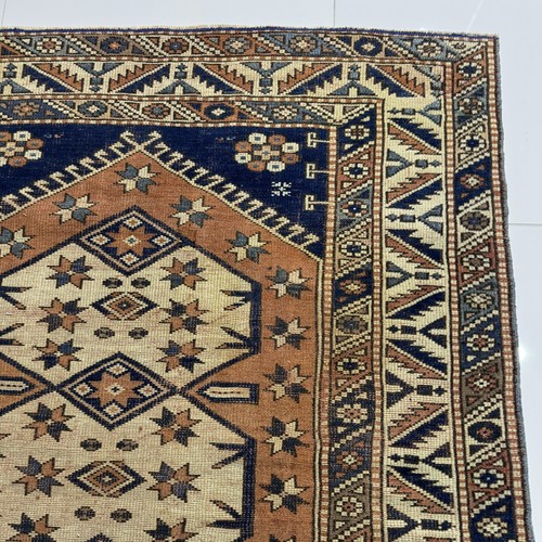 Vintage Hand Knotted Wool Turkish Area Rug, 4x5 Modern Oushak Rug - Picture 8 of 10