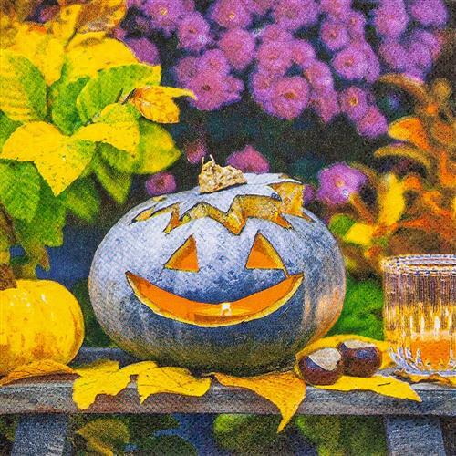 20 Servietten Happy Pumpkin KüRbis Gesicht Herbst Halloween Tischdeko 33X33Cm-image