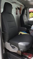 for FORD E-150 E-250 E-350 IGGEE S.LEATHER CUSTOM MADE FIT 2 FRONT SEAT COVERS