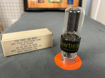 JAN Raytheon 5Y4GT Rectifier Tube - NOS NIB - 1959 Date - Triplett 3444 Tested