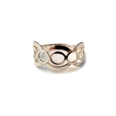 Handmade 925 Silver Open Circle Design Ladies Ring Modern 10mm